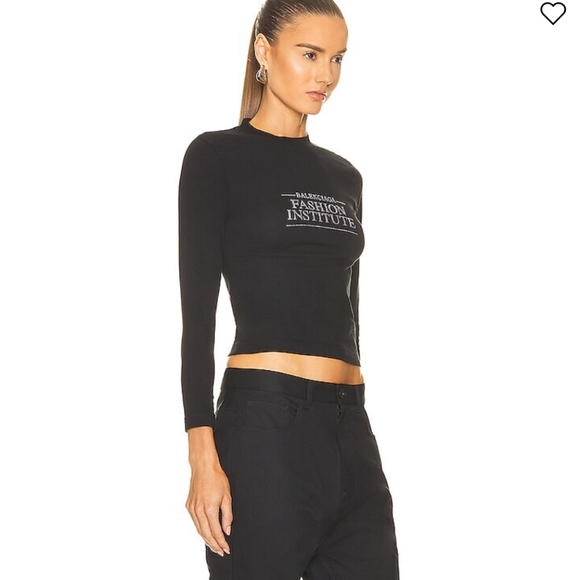 NWT$895 BALENCIAGA Fashion Institute Fitted Long Sleeve T-Shirt Top Sz XL - Picture 2 of 16
